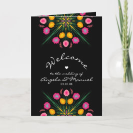 Programa Bienvenida de boda mexicana floral mariposa   