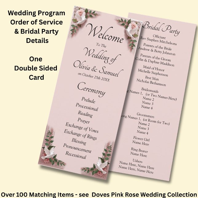 Programa Bienvenido a la Ceremonia de Boda, Rosas Rosadas y (Subido por el creador)