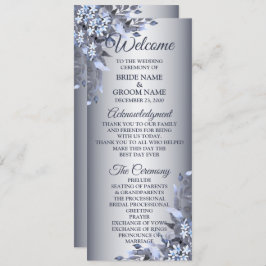 Programa Bienvenido Boda Navy Blue Floral Silver Elegante