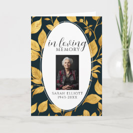 Programa Black & Gold Photo Funeral Order of Service 