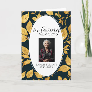 Programa Black & Gold Photo Funeral Order of Service 