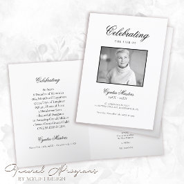 Programa Blanco simple con caligrafía negra Foto Funeral