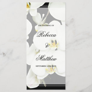 Programa blanco y negro de la boda de la orquídea