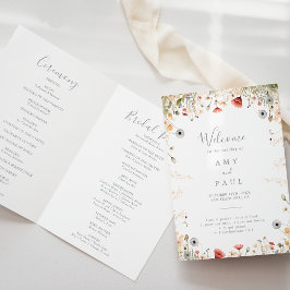 Programa Blissful Colorful Boho Wildflower Boda doblado