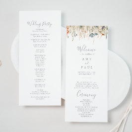 Programa Blissful Colorful Boho Wildflower Wedding Program