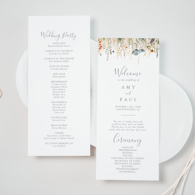 Programa Blissful Colorful Boho Wildflower Wedding Program (Subido por el creador)