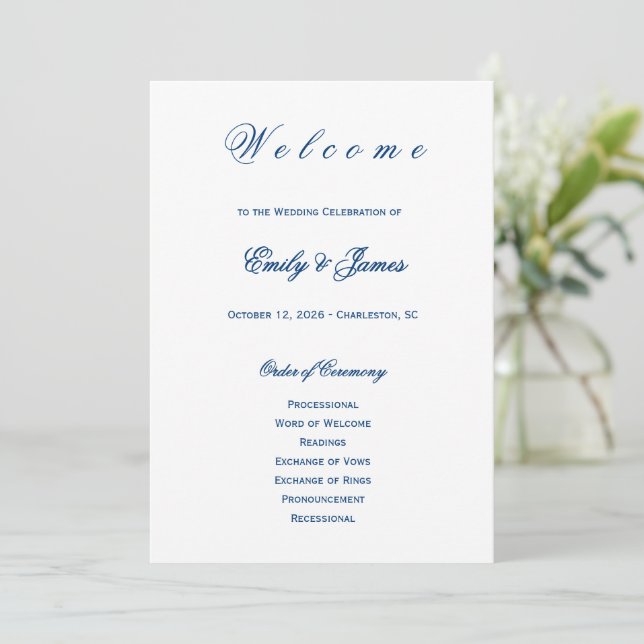 Programa Blue and White Wedding  (Anverso de pie)