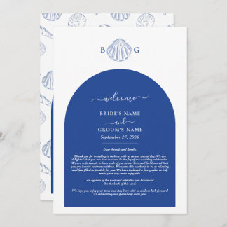 Programa Blue Clam Seashells Coastal Wedding Itinerary