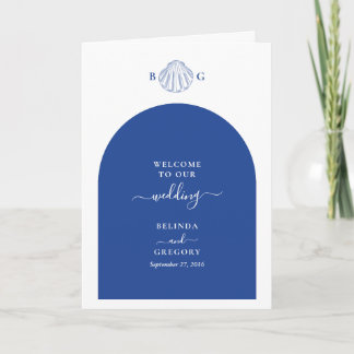 Programa Blue Clam Seashells Wedding Order of Service