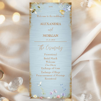 Programa Blue Elegant Wildflower Wedding