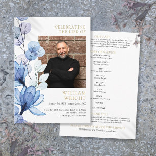 Programa Blue Floral Memorial Funeral Orden De Servicio