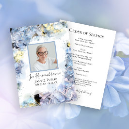Programa Blue Hydrangea Flowers Funeral Service