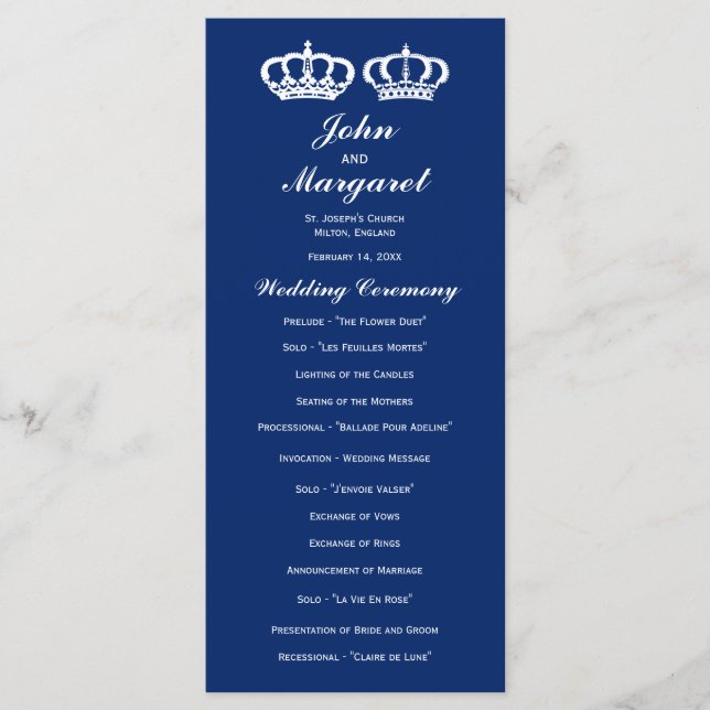 Programa Blue Royal Couple Wedding (Anverso)