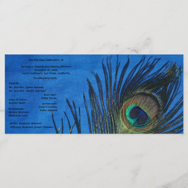 Programa Blue Single Peacock Wedding (Anverso)