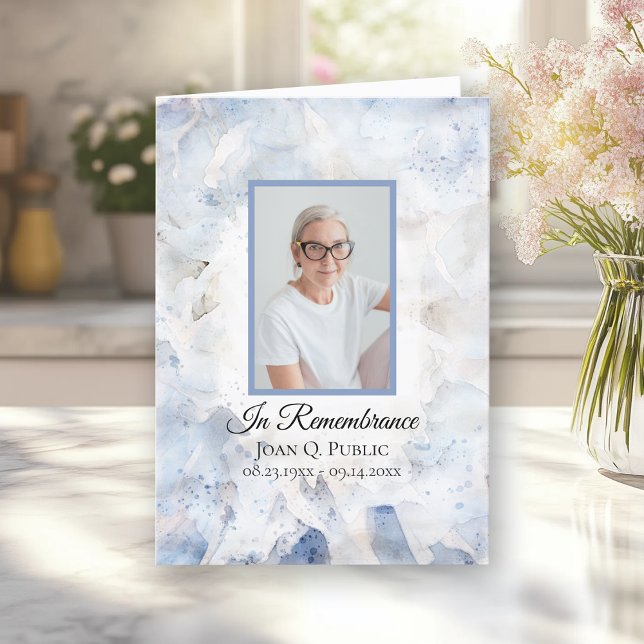 Programa Blue Tint Carnation Floral Funeral Service plegado (Subido por el creador)