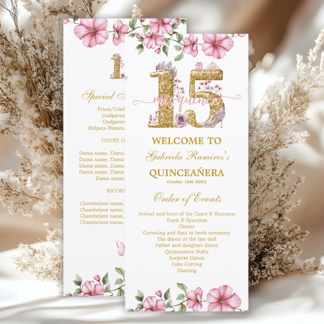 Programa Blush Pink Golden Mis Quince Quiñceanera (Subido por el creador)