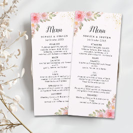 Programa Blush Watercolor Florals with Gold Accents Wedding