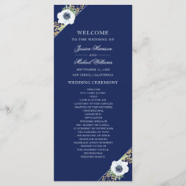 Programa Boda Anemone Bouquet Floral Azul de la Marina