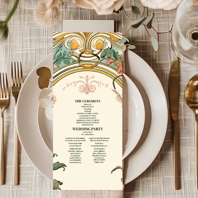 Programa Boda Art Nouveau Floral Vintage (Subido por el creador)