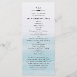 Programa Boda azul acuarela. Clásico náutico simple