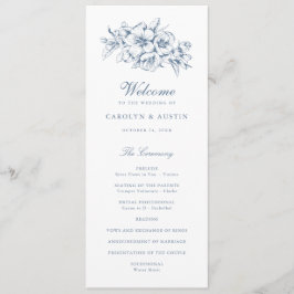 Programa Boda azul botánico elegante floral