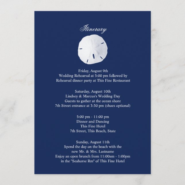 Programa Boda azul de la Marina del Dólar de Arena (Anverso)