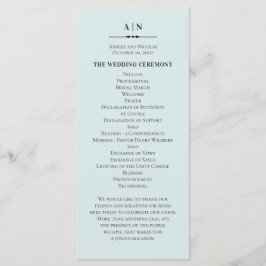 Programa Boda azul simple. Tipografía clásica elegante