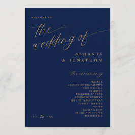 Programa Boda azul y oro de la armada negra romántica suave