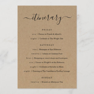 Programa Boda / Bachelorette Party / Cumpleaños Itinerario