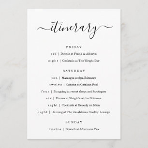 Programa Boda / Bachelorette Party / Cumpleaños Itinerario