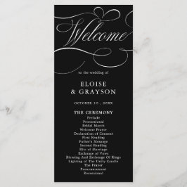 Programa Boda blanco negro atemporal de caligrafía moderna