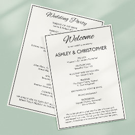 Programa Boda blanco suave de guión minimalista