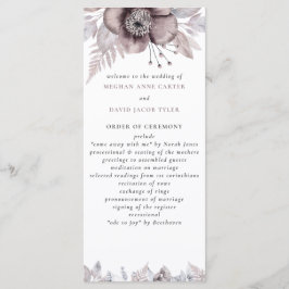 Programa Boda Botánico Rústico Acuarela Mauve Floral