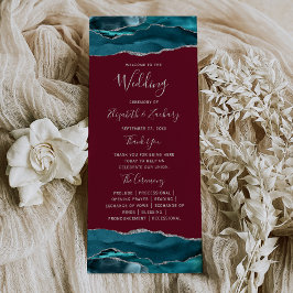 Programa Boda Burgundy Agata Plateada Azul Teal
