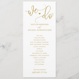 Programa Boda Ceremonia de oro de la caligrafía de la onza 