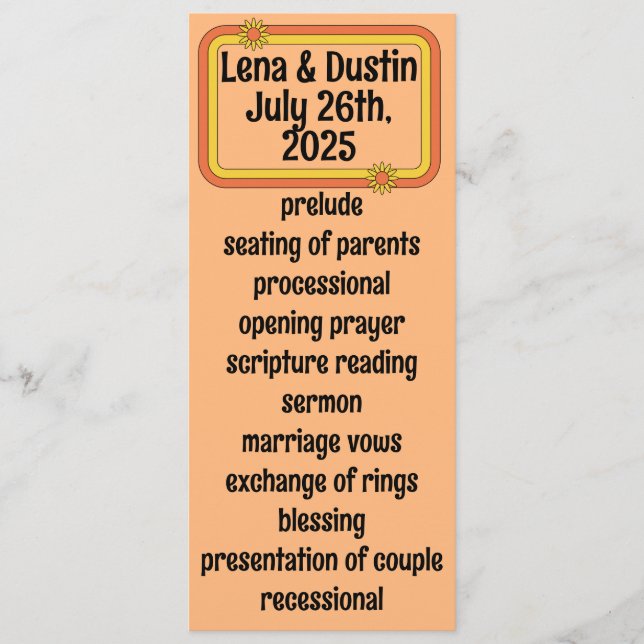 Programa Boda Citrus Sixties (Anverso)