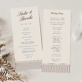 Programa Boda Clásica con Pinstripe Burgundy Oscuro Script
