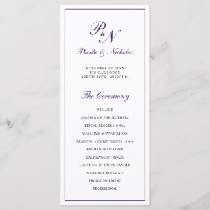 Programa Boda clásica elegante púrpura real