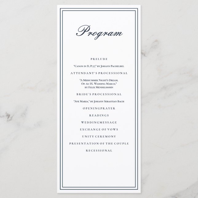 Programa Boda clásica y simple elegante (Anverso)