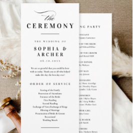 Programa Boda con Caligrafía Elegante en Blanco y Negro