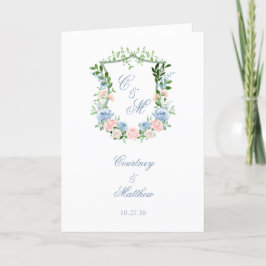 Programa Boda con Cresta Floral Azul Polvoriento