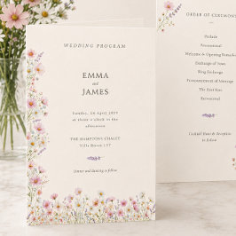 Programa Boda con flores silvestres caprichosas bohemias do