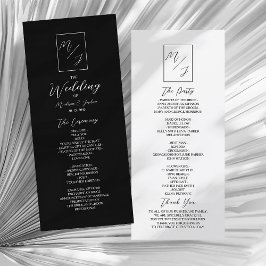 Programa Boda con Monograma en Blanco y Negro
