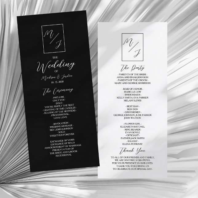 Programa Boda con Monograma en Blanco y Negro (Subido por el creador)