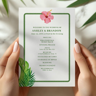 Programa Boda Costera con Flor Rosa y Verde Tropical