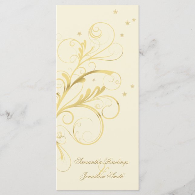 Programa Boda Cream Gold Floral Elegante Swirl (Anverso)