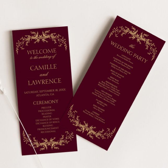 Programa Boda Cuadro Floral Toile Champagne Borgoña (Subido por el creador)