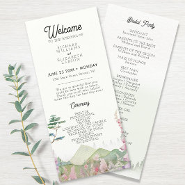 Programa Boda de acuarela de la montaña de flores silvestre