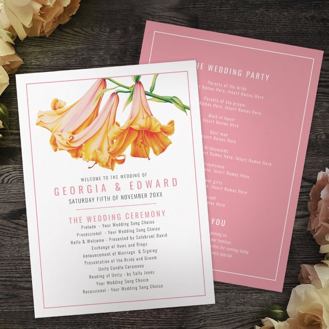 Programa Boda de acuarela de la Reina Africana Lily naranja (Subido por el creador)