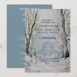 Programa Boda de acuarela de la selva de invierno rústica y
